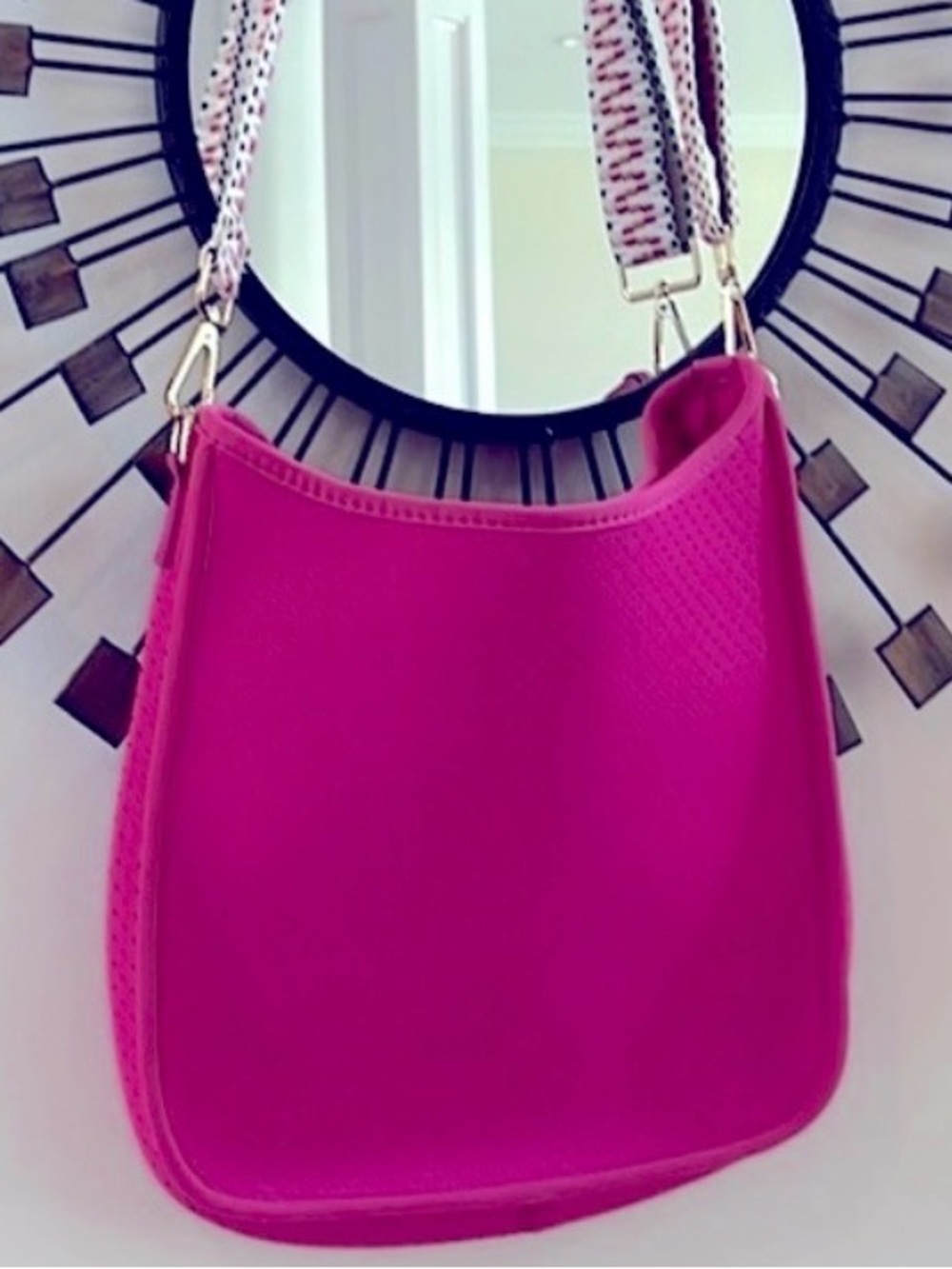 Guitar strap/gold hardware/hot Pink Shoulder Bag/crossbody bag